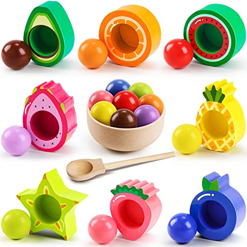 Montessori Spielzeug Ab 1 Jahr – Holz-Sortierspiel Mit Stäben & Münzen, Fördert Motorik & Farben Für Kinder 1-3 Jahre
