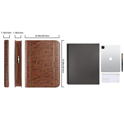 A4 writing case PU faux leather conference portfolio with zipper clipboard notepad business document folder