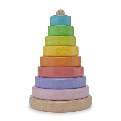 Wooden stacking tower: motor skills toys from 1 year, toys, baby toys, wooden toys from 12 months, baby gift, children's toys, first learning toys with 8 stacking rings