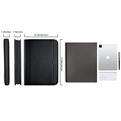 A4 writing case PU faux leather conference portfolio with zipper clipboard notepad business document folder