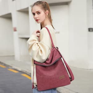 Canvas shoulder bag backpack handbag vintage shoulder bag anti theft hobo bag for everyday office school outing