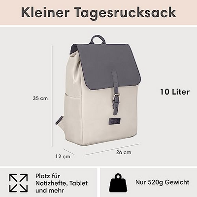 Backpack Small Gray - Ida - Small backpack for leisure, university or city - With laptop compartment (up to 13 inches) - Elegant & Sustainable - Water repellent