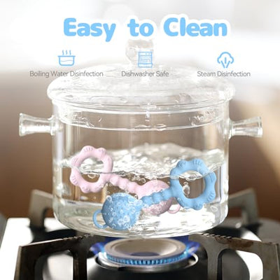 Hochet et jouet de dentition 2-en-1 pour apaiser les gencives douloureuses et amuser les tout-petits