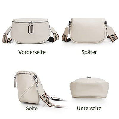 Crossbody Bag Breiter Riemen, Leder Umhängetasche, Fanny Pack Stylish, Handtasche Umhängetasche mit Karabiner-Schulterriemen