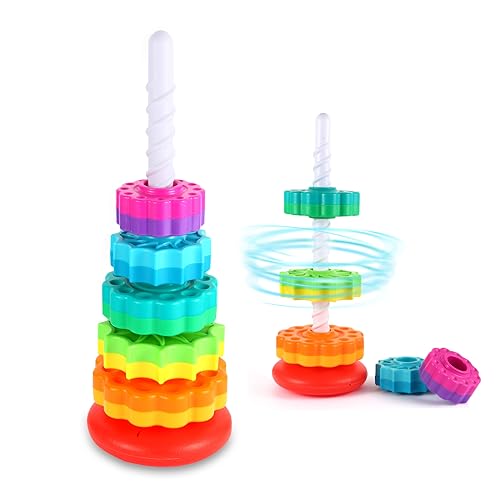 Spinning Stacking Toys - Rainbow Tower, Kids Stackable Spinning Toy, educational toy for children