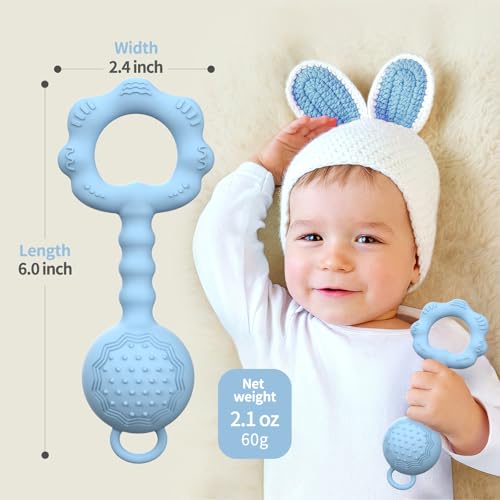 Hochet et jouet de dentition 2-en-1 pour apaiser les gencives douloureuses et amuser les tout-petits