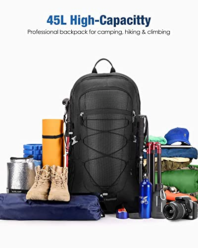 Hiking Backpack 45L, Waterproof Backpack Trekking Backpack Travel Backpack, Outdoor Backpack with Reflective Stripes For Hiking, Cycling, Climbing, Mountaineering and Travel Sports