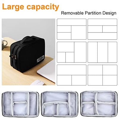 Cable Bag Universal Travel Cable Organizer Bag Cubes Cable Case,3 Layer Waterproof Adjustable Cable Organizer for Mobile Phone Charging Cable, Powerbank, USB Sticks, SD Cards