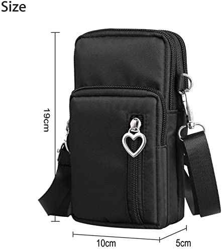  Handytasche Umhängetasche Kunstleder Umhängetasche 3 Reißverschluss Tasche Universal Handytasche zum Umhängen Kartenetui Geldbörse für Handy 