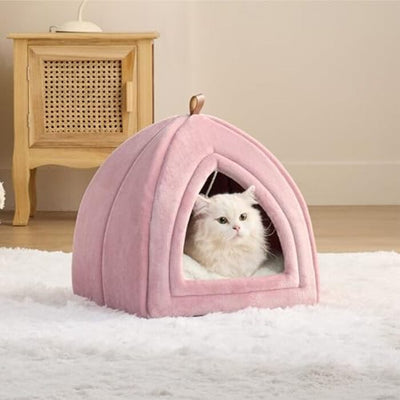 Cat cave big cats - Foldable cat bed with washable pillows, cat tent for kittens small, medium pet, soft and warm cat house for indoors, 38x38x38cm