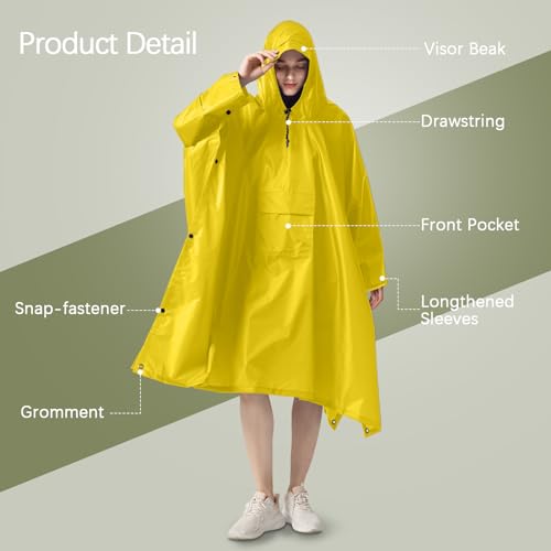 Regencape Regenmantel Regenjacke Wasserdicht Wandern Radfahren Outdoor 3in1 Mehrzweck