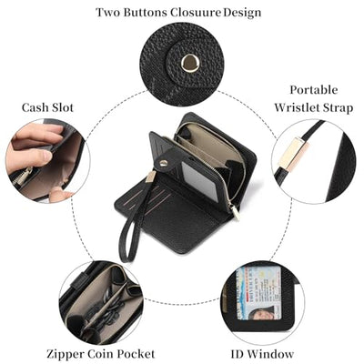 Fermeture Éclair Portefeuille avec Poche à Monnaie et Protection RFID