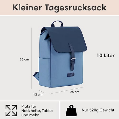 Backpack Small Blue - Ida - Small backpack for leisure, university or city - With laptop compartment (up to 13 inches) - Elegant & Sustainable - Water repellent