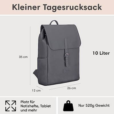 Rucksack Small Dark Grey - Ida - Kleiner Rucksack für Freizeit, Uni oder City - Mit Laptopfach (bis