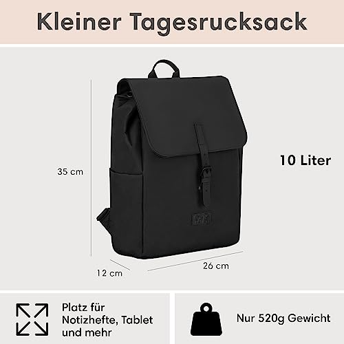 Backpack Small Black - Ida - Small backpack for leisure, university or city - With laptop compartment (up to 13 inches) - Elegant & Sustainable - Water repellent