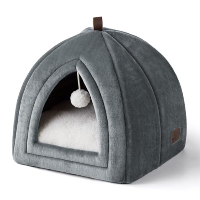 Grotte pour Chats Gros Chats - Lit Pliable pour Chat avec Oreillers Lavables, Tente pour Chat pour Chatons Petits et Moyens Animaux, Maison pour Chat Douce et Chaude pour l'intérieur, 38x38x38cm