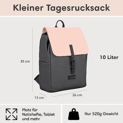 Backpack Small Grey Pink - Ida - Small backpack for leisure, university or city - With laptop compartment (up to 13 inches) - Elegant & Sustainable - Water repellent