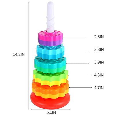 Spinning Stacking Toys - Rainbow Tower, Kids Stackable Spinning Toy, educational toy for children