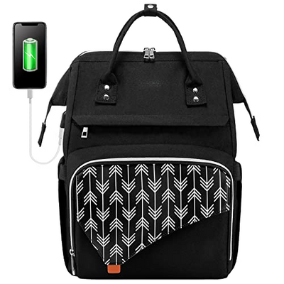 Laptop Backpack 15.6 Inch, Waterproof School Backpack Multi Bag with USB Charging Port, Black for School Travel Work Business Uni