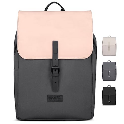 Backpack Small Grey Pink - Ida - Small backpack for leisure, university or city - With laptop compartment (up to 13 inches) - Elegant & Sustainable - Water repellent