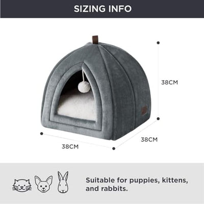 Grotte pour Chats Gros Chats - Lit Pliable pour Chat avec Oreillers Lavables, Tente pour Chat pour Chatons Petits et Moyens Animaux, Maison pour Chat Douce et Chaude pour l'intérieur, 38x38x38cm