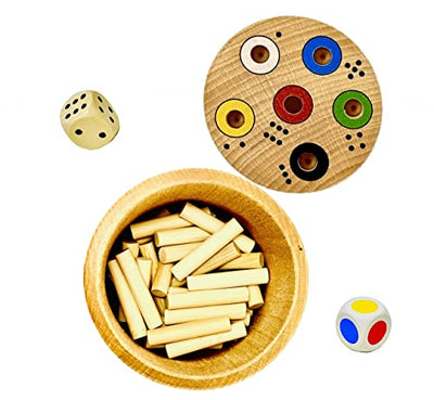 1 toupie en bois| amusant pour toute la famille et pour les enfants qui apprennent les chiffres et les couleurs | jeu éducatif | jeu de dés | jeux de voyage en déplacement