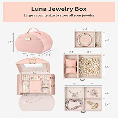 Jewelry box, leather jewelry box with mirror, jewelry box with drawers, jewelry box teenager earrings, necklaces, bracelets and watches jewelry storage