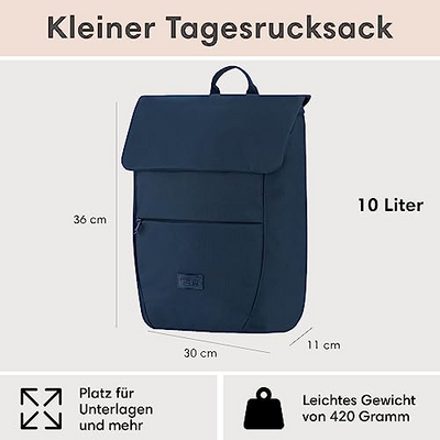 Backpack Small Blue - Ronja - Modern day backpack with laptop compartment for university business city - 10L - Sustainable - Water repellent