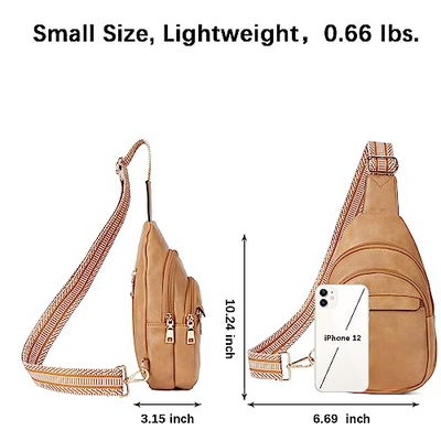 Fanny Pack, Sling Bag Chest Bag Leather Crossbody Bag Small Shoulder Bag Multipurpose Daypack