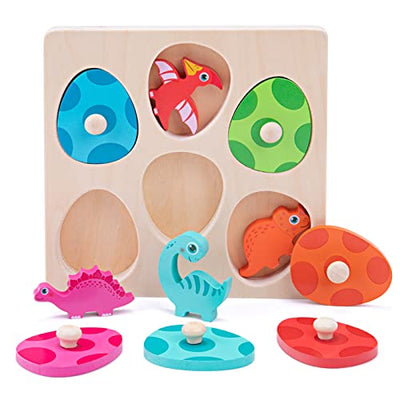 Gripping puzzle wooden puzzle | dinosaur eggs sorting puzzle for children