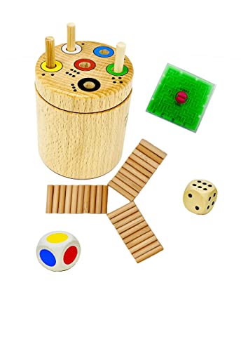 1 toupie en bois| amusant pour toute la famille et pour les enfants qui apprennent les chiffres et les couleurs | jeu éducatif | jeu de dés | jeux de voyage en déplacement