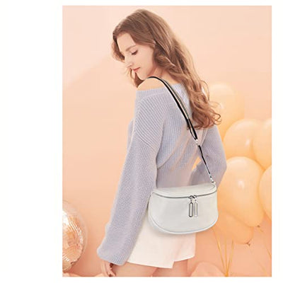 Crossbody Bag Breiter Riemen, Leder Umhängetasche, Fanny Pack Stylish, Handtasche Umhängetasche mit Karabiner-Schulterriemen