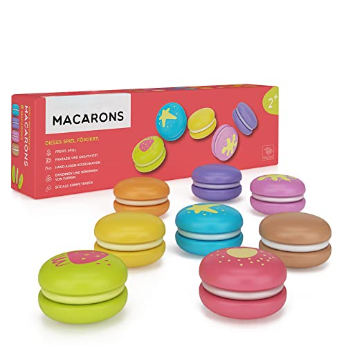 Children's kitchen accessories made of wood: 8 Colorful Macarons with Velcro for children from 2 3 4 years, ideal for play kitchen, store & store