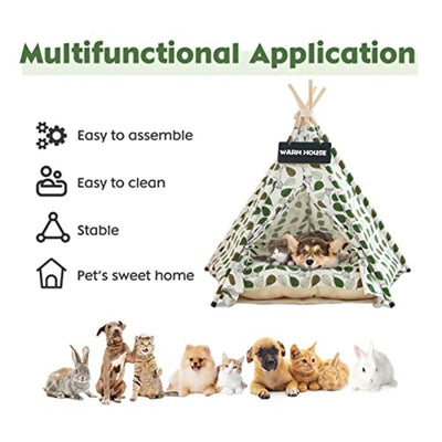 Tent for Dogs and Cats,Pet Tipi Dog Cat Bed with Pillow, Luxery Dog Tents Dog Cave and Pet Houses with Pillow and Panel