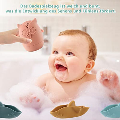 7er Set Badewannenspielzeug, Badespielzeug Baby Silikon Badetiere Badewanne Badewal Wasserspielzeug spritzende Tiere