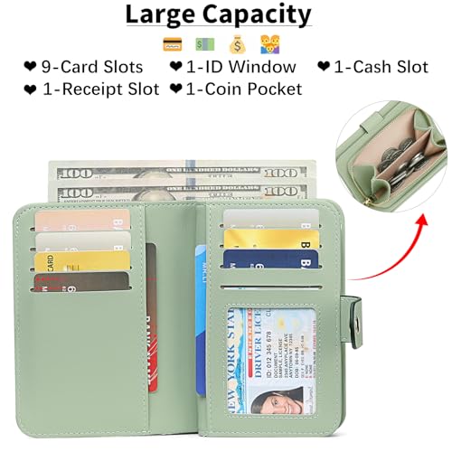 Fermeture Éclair Portefeuille avec Poche à Monnaie et Protection RFID