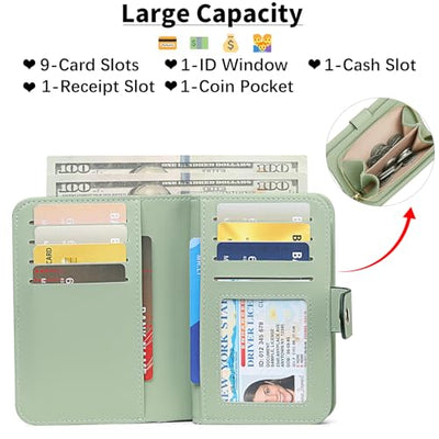 Fermeture Éclair Portefeuille avec Poche à Monnaie et Protection RFID