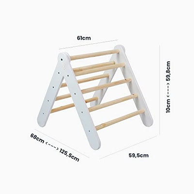 Climbing triangle - indoor climbing frame for children, 59x61cm baby triangle play equipment, climbing equipment, toddlers climbing tower pikler triangle, nature