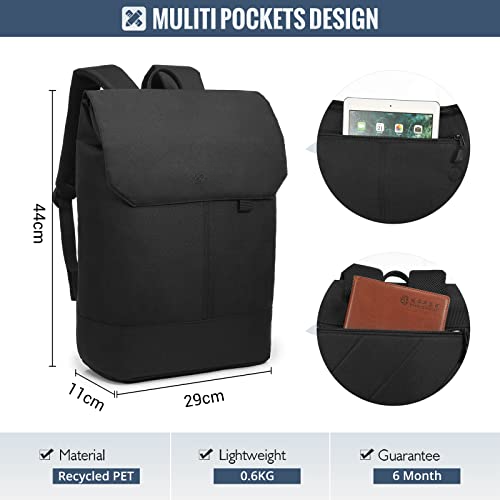 Backpack Elegant Daypack Waterproof Daypack with Laptop Compartment 15.6 Inch & Anti Theft Bag for Trips, Uni, School & Office Black