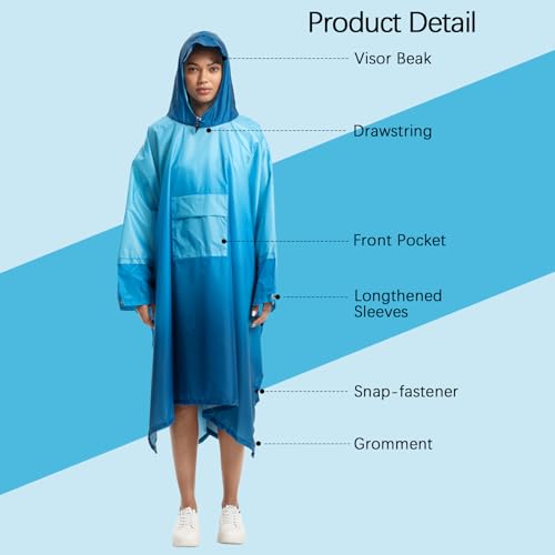 Rain cape Raincoat Rain jacket Waterproof Hiking Cycling Outdoor 3in1 Multipurpose