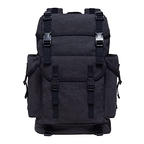 Canvas large backpack, vintage hunting backpack hiking backpack with 15 inch laptop compartment for work, trips, university