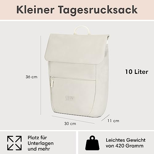 Backpack Small Beige - Ronja - Modern day backpack with laptop compartment for university business city - 10L - Sustainable - Water repellent