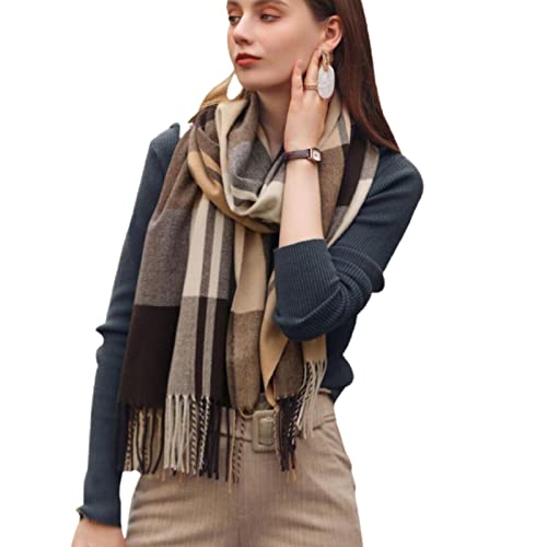 Winter Senior Plaid Cashmere Scarf,Plaid Pashmina Oversized Fall Scarf Stoles