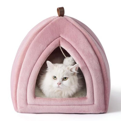 Cat cave big cats - Foldable cat bed with washable pillows, cat tent for kittens small, medium pet, soft and warm cat house for indoors, 38x38x38cm