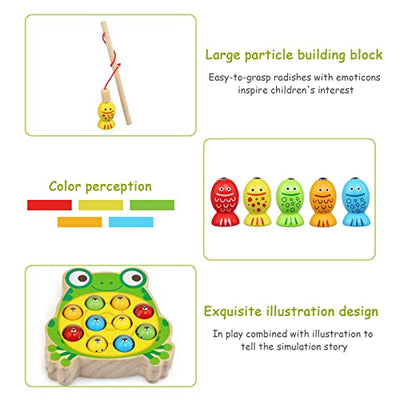 Wooden toy Magnetic fishing game Wooden toy, baby motor skills toy