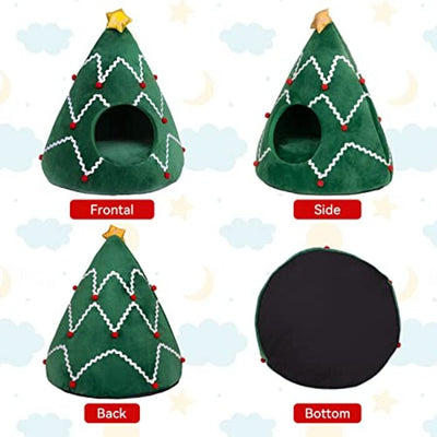 Arbre Chat Grotte Lit pour Chat Moelleux, Cuddle Cave Chats Chaton Chien Lapin Sac de Couchage Tente pour Chat, Lieu de Couchage pour Chat de Noël pour l'intérieur 