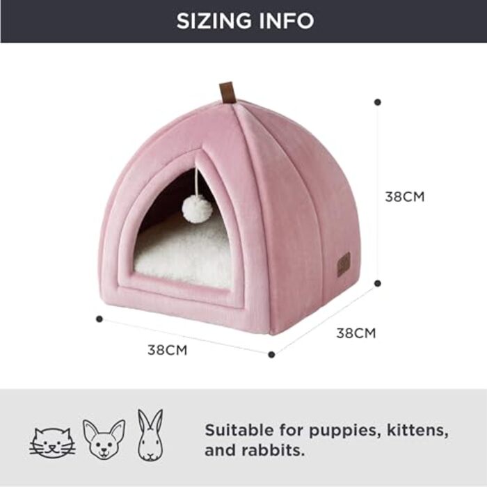 Cat cave big cats - Foldable cat bed with washable pillows, cat tent for kittens small, medium pet, soft and warm cat house for indoors, 38x38x38cm