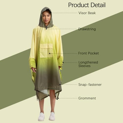 Rain cape Raincoat Rain jacket Waterproof Hiking Cycling Outdoor 3in1 Multipurpose