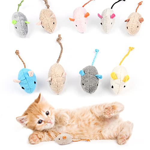 Jouet souris pour chat, souris en peluche 9 pièces avec herbe à chat, jouet interactif pour chats et chatons