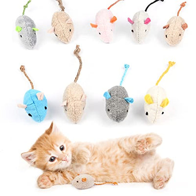 Jouet souris pour chat, souris en peluche 9 pièces avec herbe à chat, jouet interactif pour chats et chatons